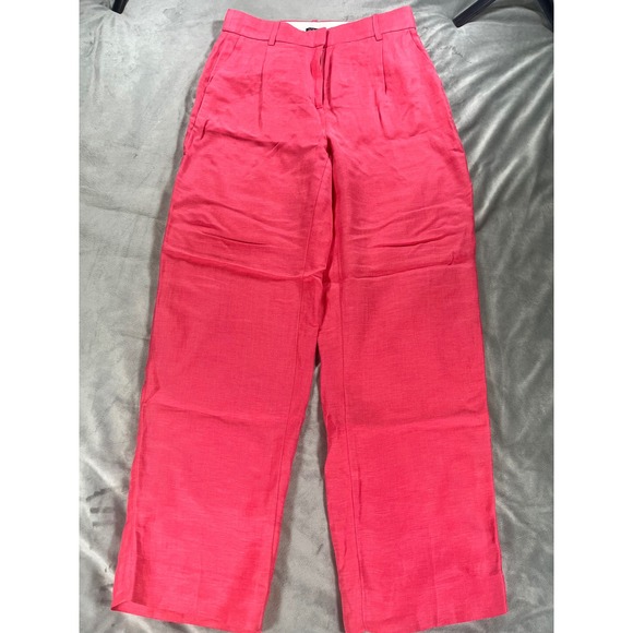 J. Crew Pants - J.Crew‎ Straight Leg Essential Pant Brilliant Papaya Chelsea Linen Blend Size 4